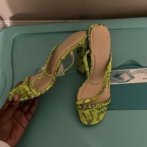 Lime Green Snake Print Heels